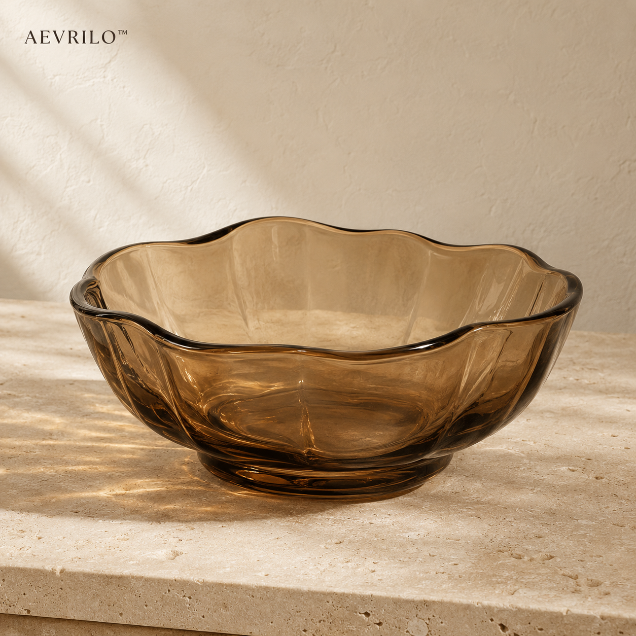 Aevrilo™ Vela Handcrafted Smoked Glass Decorative Bowl
