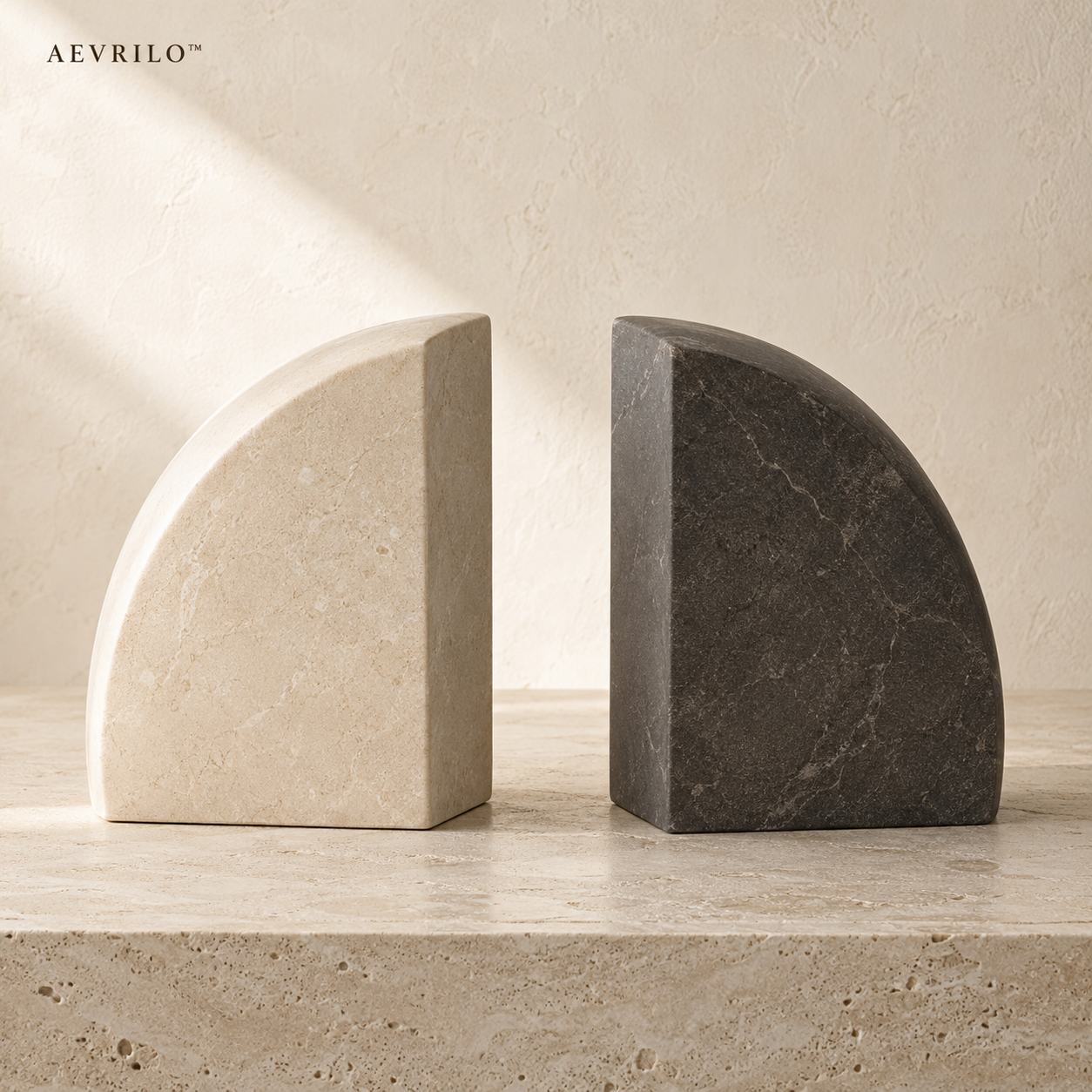Aevrilo™ Caelis Two-Tone Stone Bookends – Set of 2